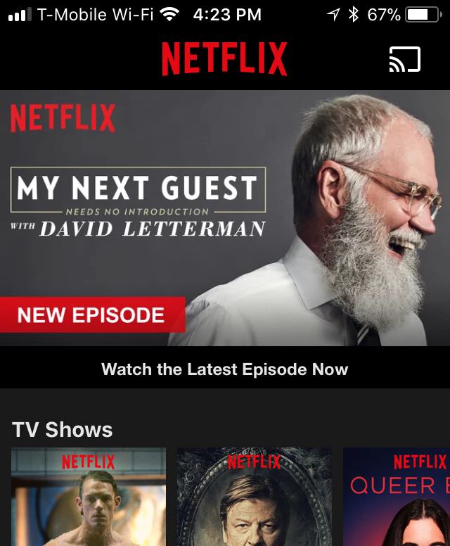Screen shot of the Netflix mobile app.