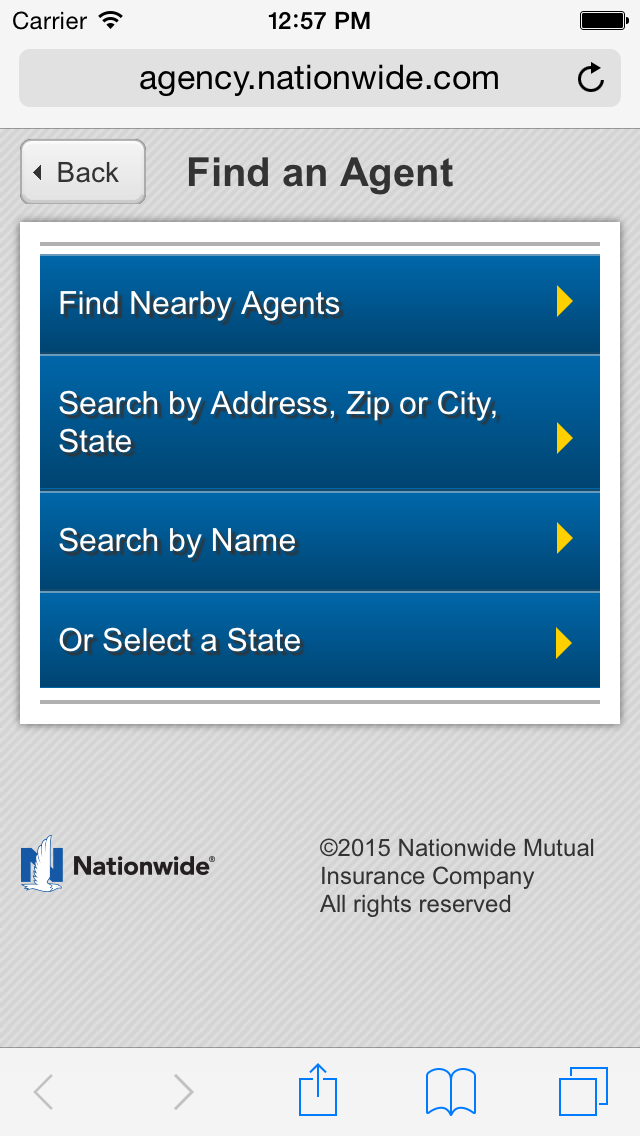 home page of the mobile locator
