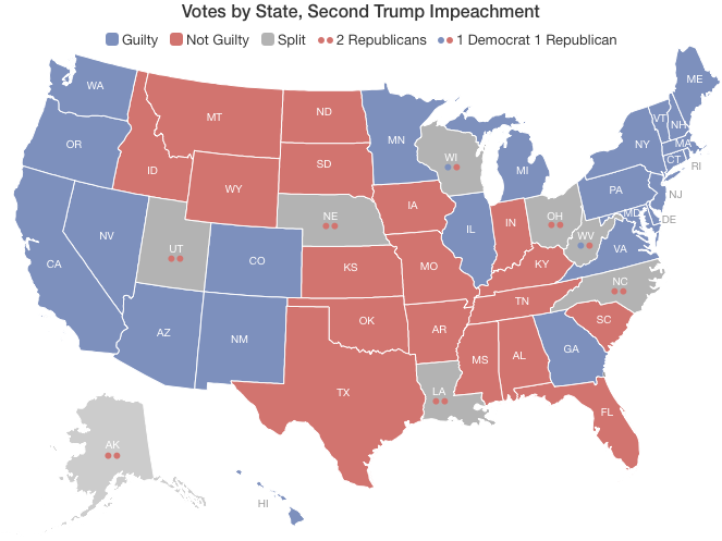 Votes by State, Second Trump Impeachment