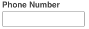 Phone number field, empty