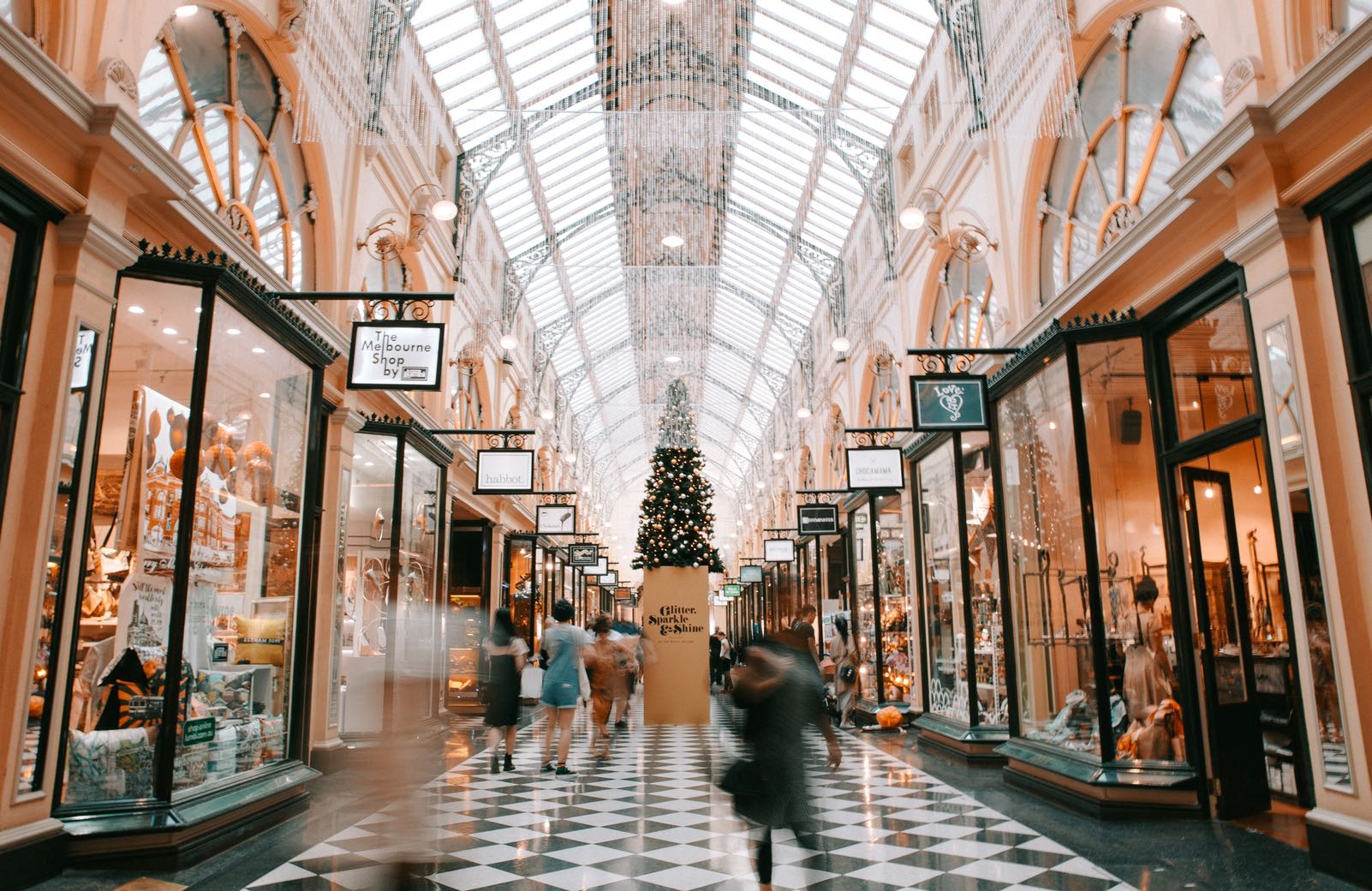 Interior of a shopping mall.